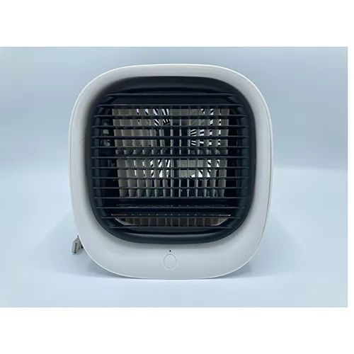 Ventilator din plastic alb care acționează ca un răcitor de aer