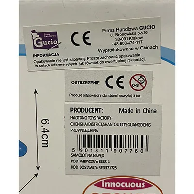 Jucărie de plastic în formă de avion.