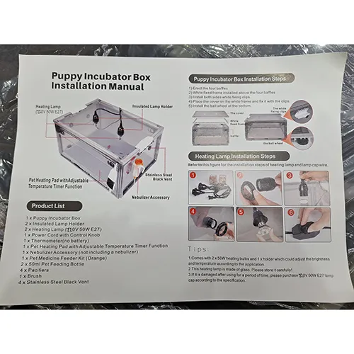 O cutie de incubator pentru animale de companie cu un tampon de încălzire instalat. Produs vândut online, în special prin intermediul Amazon.