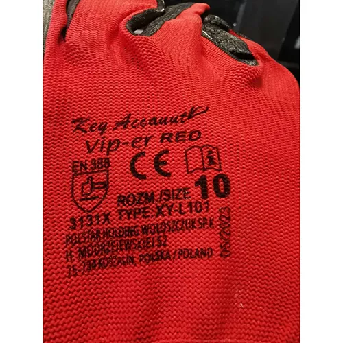 Mănuși de protecție împotriva leziunilor mecanice, din poliester (nilon), acoperite cu latex dur. Dimensiunea 10.