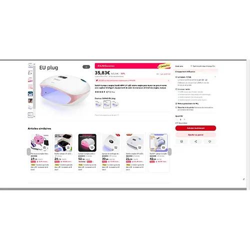 Lampă de unghii UV. Produs vândut online, în special prin intermediul AliExpress (Identificator unic de produs: 32959992534).