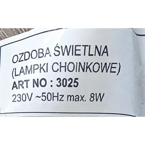 Un lanț de iluminat conceput pentru interconectare, care conține 200 de surse de lumină cu LED-uri neînlocuibile și un dispozitiv pentru schimbarea modurilor de iluminare.