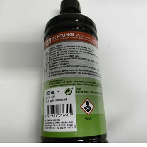 Ulei de lampă inodor pentru torțe, lămpi și utilizare în interior, 1 l. Produs vândut online, în special prin Amazon (ASIN: B0CB6DC559).