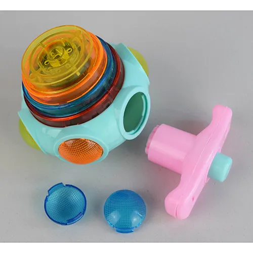 Jucărie colorată din plastic, cu baterie, rotativă, cu emisie de sunet și lumină.