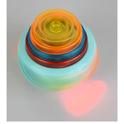 Jucărie colorată din plastic, cu baterie, rotativă, cu emisie de sunet și lumină.