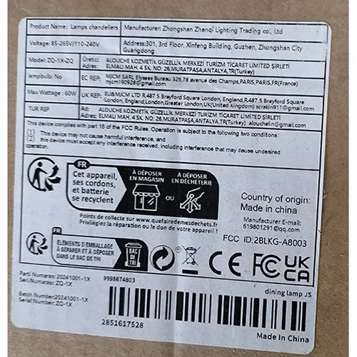 Lampă de plafon, 85-265V/110-240V. Produs vândut online, în special prin intermediul TEMU (număr de identificare: 601100282335172).