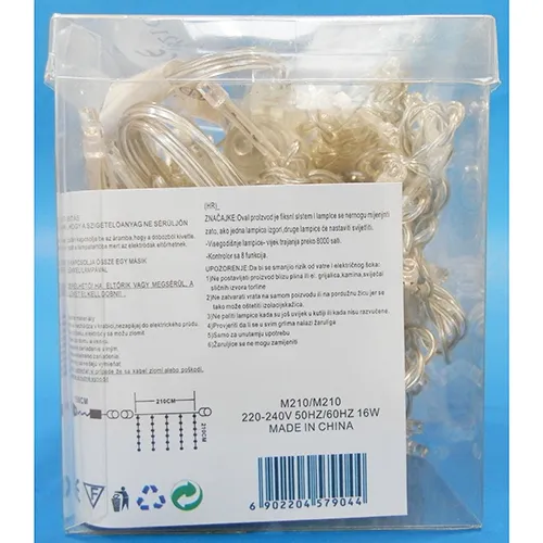 Lanț de iluminat decorativ extensibil, 210 cm x 210 cm, în formă de perdea. Date tehnice: 220-240 V; 50Hz/60Hz; 16 W, clasa 0.