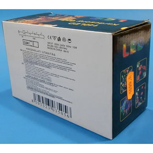 Lanț de iluminat, 10 metri, cu lumini LED neînlocuibile care pot fi conectate direct la tensiunea rețelei și o unitate de control intermitentă.