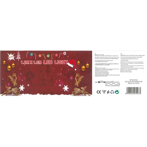 Lanț de iluminat decorativ în formă de plasă cu lumini LED de neînlocuit și o unitate de control intermitentă, 1,2 m x 1,6 m.