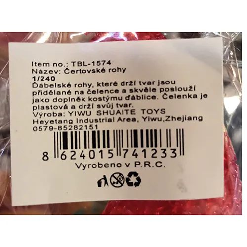 Bandă de susținere din plastic, acționată de baterie, cu coarne diavolești.