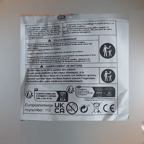 Pachet de cinci baterii cu litiu. Produs vândut online, în special prin intermediul Temu.