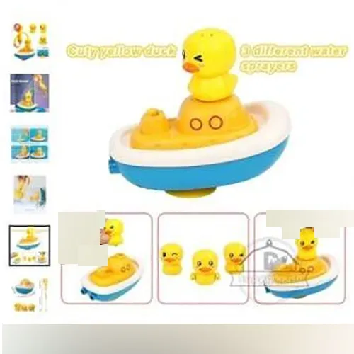 Jucărie de baie electrică sub forma unei bărci plutitoare, din plastic rigid. Jucăria cuprinde o bază de ambarcațiune care încorporează un sistem cu jet alimentat cu baterii, trei figurine de rață care pot fi poziționate pe ambarcațiune, un modul de „duș” constând dintr-o rață conectată printr-un furtun rigid la un cap de duș. O ceașcă de aspirație este furnizată nemontată și slăbită, precum și un manual de instrucțiuni.
