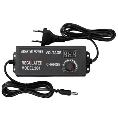 Adaptor universal de alimentare reglabil. Produs vândut online, în special prin intermediul Wish.