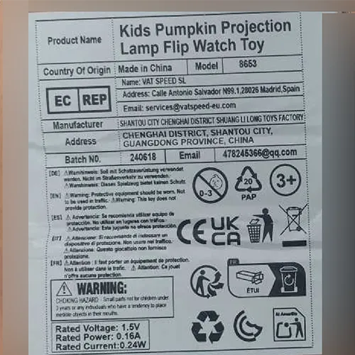Jucărie de ceas din plastic portocaliu cu temă de Halloween în formă de dovleac cu baterii de nasturi.