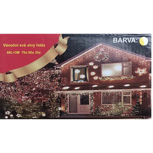 Lanț de iluminat cu surse de lumină LED neînlocuibile, echipat cu electronică pentru efecte de iluminare cu comutator.