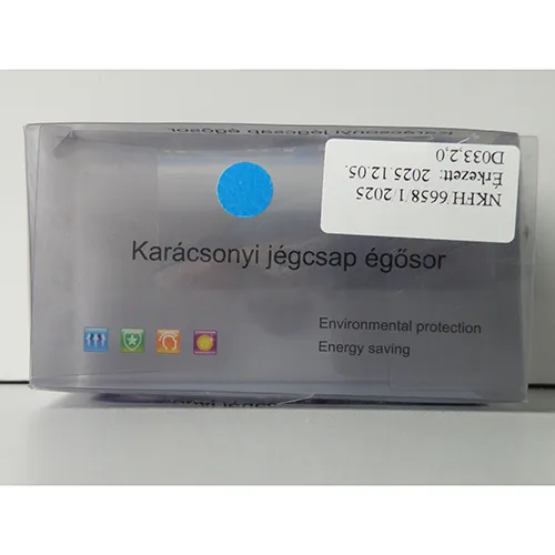 Lanț de iluminat LED decorativ extensibil în stil ciclic, cu 125 de lumini LED albastre neînlocuibile, fire izolate transparente și o cutie mică de redresor electronic alb.